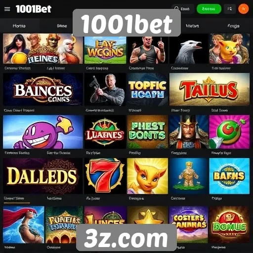 Variedade de jogos oferecidos no 1001bet